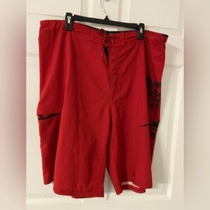 T37- WAILOA Red Blue Marlin Swim Board Shorts *PLUS SIZE